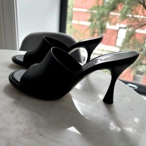 Black Heeled Leather Sandals